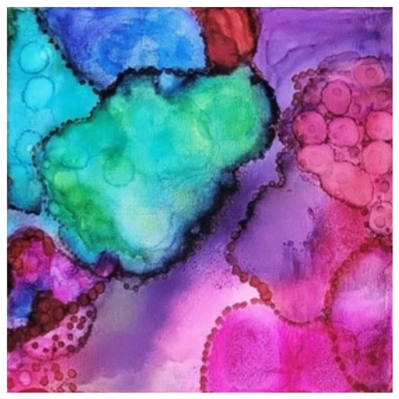 Hand Crafted Abstract Design 12x12 Inches Canvas Picture - Picture 2 of 4